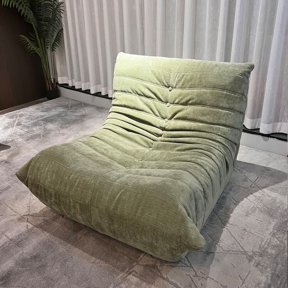 (Single seater, Lime green) Togo sofa bean bag chair Fireside chair adult lazy floor sofa, ergonomic high-density foam floor chair, 1/2/3 seater free combination