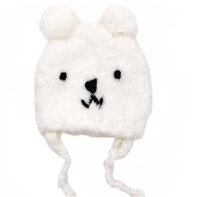 1pc Cartoon Bear Double Layer Pompom Kids Knitted Hat