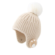 Children's Hats Autumn And Winter Men's And Women's Big Hair Ball Thickened Ear Protection Knitted Warm Cap Pullover Wool Cap