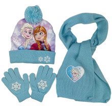 (Elsa 3) 3pcs Kids Boys Girls Beanie Hat Scarf Gloves Princess Elsa Sofia Minnie Winter Set Suitable For 3-8 Years