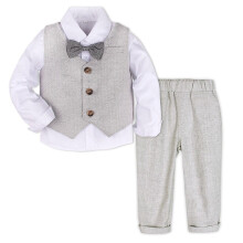 (4T, Gentleman 4) Baby Formal Suit Toddler Wedding Tuxedo Infant Gentleman Baptism Birthday Party Outfit Winter Long Sleeve Outwear 3pcs