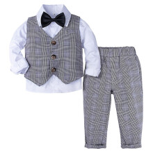 (4T, Gentleman 7) Baby Formal Suit Toddler Wedding Tuxedo Infant Gentleman Baptism Birthday Party Outfit Winter Long Sleeve Outwear 3pcs