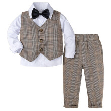 (3T, Gentleman 13) Baby Formal Suit Toddler Wedding Tuxedo Infant Gentleman Baptism Birthday Party Outfit Winter Long Sleeve Outwear 3pcs