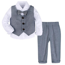 (4T, Gentleman 3) Baby Formal Suit Toddler Wedding Tuxedo Infant Gentleman Baptism Birthday Party Outfit Winter Long Sleeve Outwear 3pcs