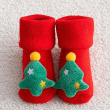 (0-1T, Christmas tree 1) Christmas Kids Children's Socks Non-slip Print Cotton Toddler Baby Christmas Socks For Newborns Infant Short Socks Clothing
