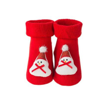 (1-3T, snowman) Christmas Kids Children's Socks Non-slip Print Cotton Toddler Baby Christmas Socks For Newborns Infant Short Socks Clothing
