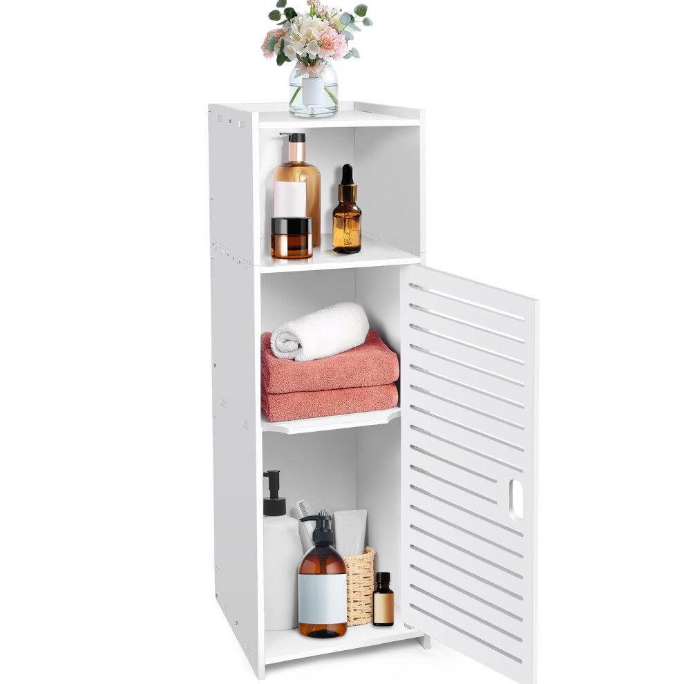 Bathroom Floor Storage Cabinet 3 Tier 1 Door Free Standing Storage Organizer Hallway Entryway Cabinet