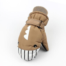 (brown) Winter Children's Outdoor Sports Cycling Ski Gloves For Men And Women Climbing Mittens Cartoon Shark Mittens Waterproof And Windproof