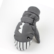 (gray) Winter Children's Outdoor Sports Cycling Ski Gloves For Men And Women Climbing Mittens Cartoon Shark Mittens Waterproof And Windproof