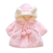 (6M) Baby Girl Clothes Cute Rabbit Ears Plush Princess Girls Coat Autumn Winter Warm Hooded Baby Coat Children's Christmas Coat