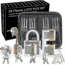 Lock Picking Kit, 25piece Lock Picking Kit, Practice Tools With 3 Clear Locks