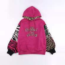 (160cm) Autumn And Winter Children's Sweater Hooded Color Matching Plus Fleece Sequins To Keep Warm