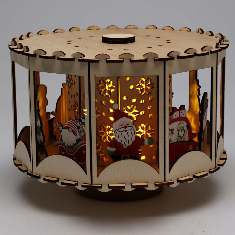 Urbn Living Christmas Lamp Carousel 6 Led Spinning Festive Scene Santa Decor Ornament 20Cm