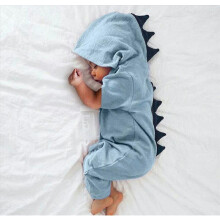 (6Mto70, Blue) Baby Clothes New Baby Boys Girls Clothes Baby Dinosaur Hooded Jumpsuit Outfits Autumn Winter Kids Clothing