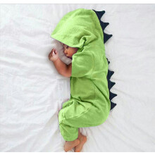 (6Mto70, Green) Baby Clothes New Baby Boys Girls Clothes Baby Dinosaur Hooded Jumpsuit Outfits Autumn Winter Kids Clothing