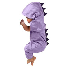 (6Mto70, Purple) Baby Clothes New Baby Boys Girls Clothes Baby Dinosaur Hooded Jumpsuit Outfits Autumn Winter Kids Clothing
