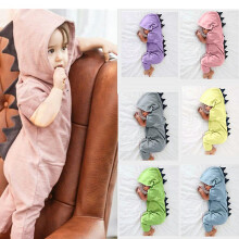 (3Mto60, Gray) Baby Clothes New Baby Boys Girls Clothes Baby Dinosaur Hooded Jumpsuit Outfits Autumn Winter Kids Clothing