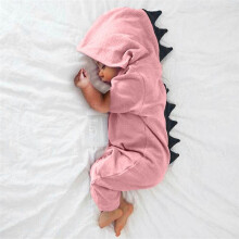 (12Mto80, Pink) Baby Clothes New Baby Boys Girls Clothes Baby Dinosaur Hooded Jumpsuit Outfits Autumn Winter Kids Clothing