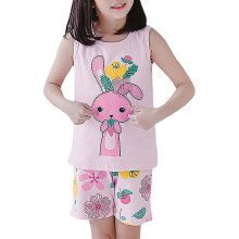 (3-4 Years, Colored Rabbit) Baby Kids Summer Vest Tank Top Shorts Set Boys Girls Casual Sleeveless Outfit