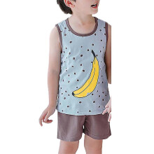 (3-4 Years, Polka Dot Banana) Baby Kids Summer Vest Tank Top Shorts Set Boys Girls Casual Sleeveless Outfit