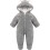 (9M, Grey) Newborn Romper With Bear Motif With Hood 1