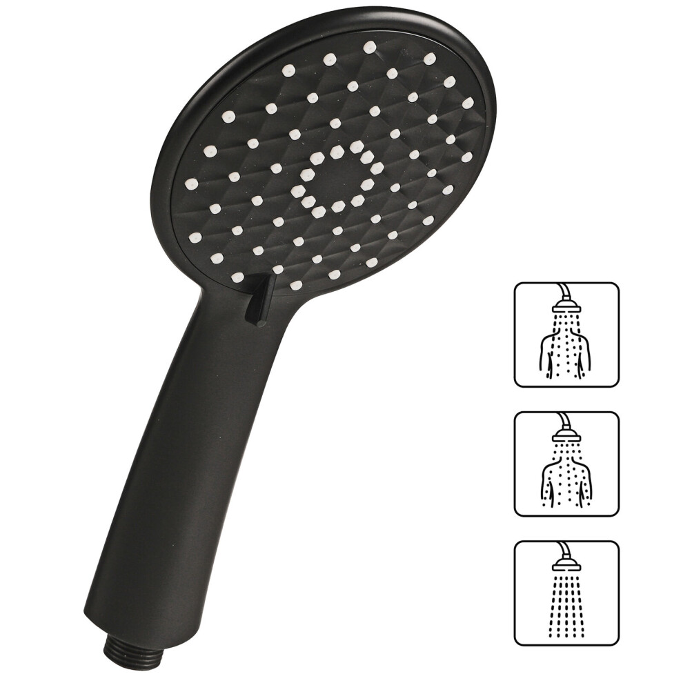 Universal Black 3 Mode Multi Function Anti Limescale Shower Head Water Saving 5063536056144
