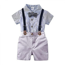 (90) Baby Boys  Suit Gentleman Bow Tie Romper Suspenders Shorts Wedding Tuxedo Outfit  Christening Clothes --- Shirt Suitsize 100