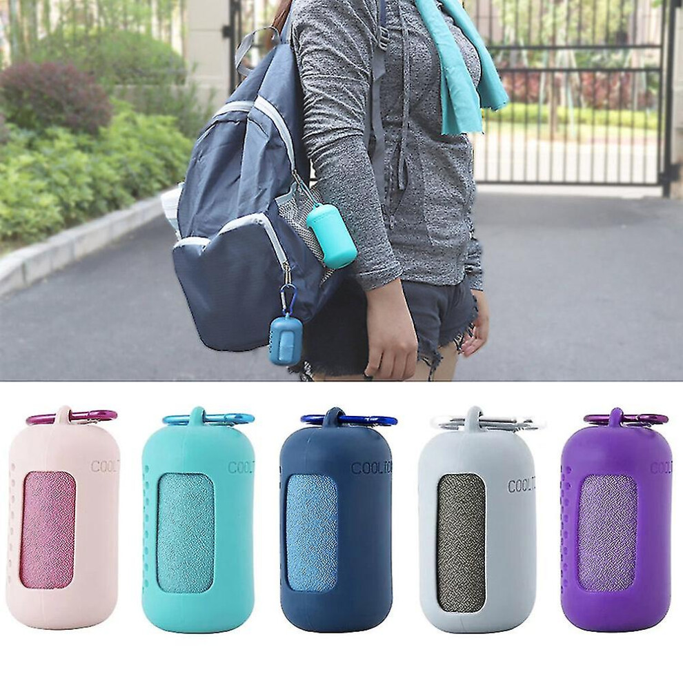 (40x40cm, plum) Quick Drying Microfiber Towel Sports Running Outdoor Camping Towel Portable Fitness Gym Towel Yoga Beach Travel Silicone Bag-image-OPC-PFQ7JKC-NEW