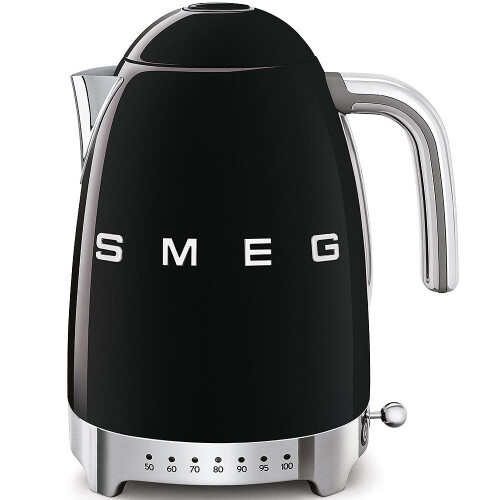 Smeg Smeg 50's Style Retro Range Breakfast Set, 1.7L 3000W Variable Temperature Kettle and Multi-Functional Control 2-Slice 950W Toaster, Black 1