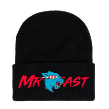 (B) Adult Kids Mr Beast Lightning Cat Printing Knitted Cuffed Beanie Hat Winter Warm Ski Cap Gifts