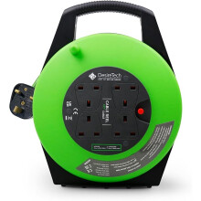 Desiretech Portable Cable Reel 4 Sockets Heavy Duty Green Black 10m