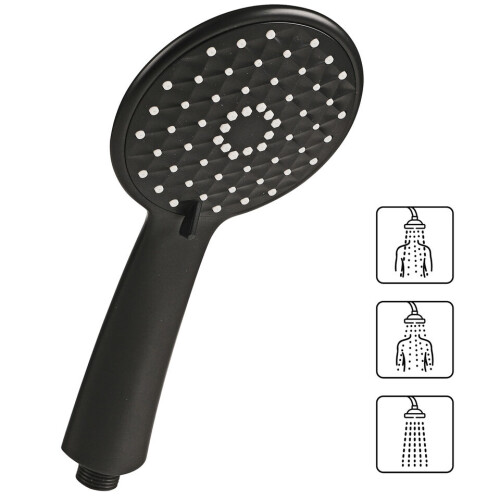 URBN Living Universal Black Shower Head 3 Mode Function Anti Limescale Water Save 1.5M Hose 1