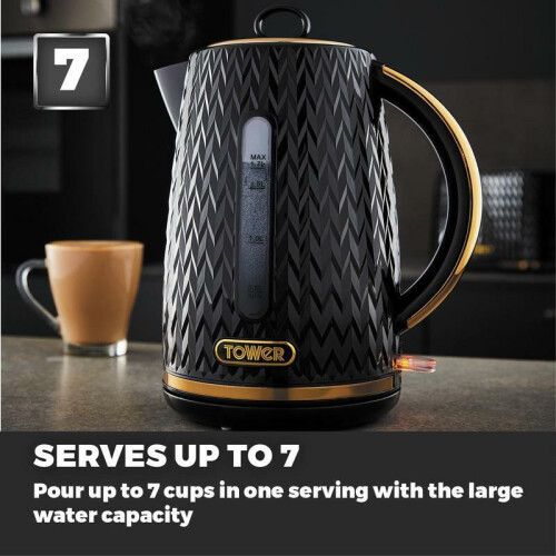 Tower Tower Empire Black Jug Kettle & 4 Slice Toaster Matching Set 1