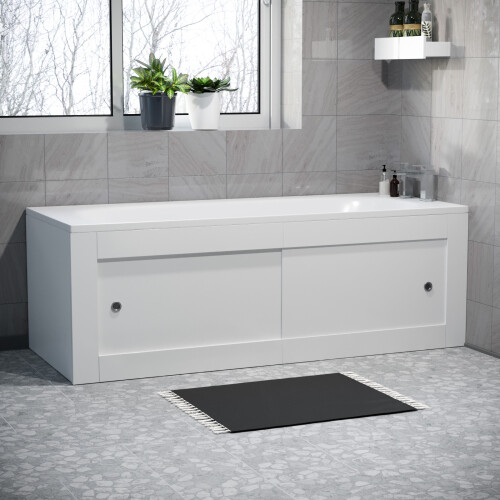 NES Home Nes Home White PVC 1700mm 2 Sliding Doors Bath Front Panel