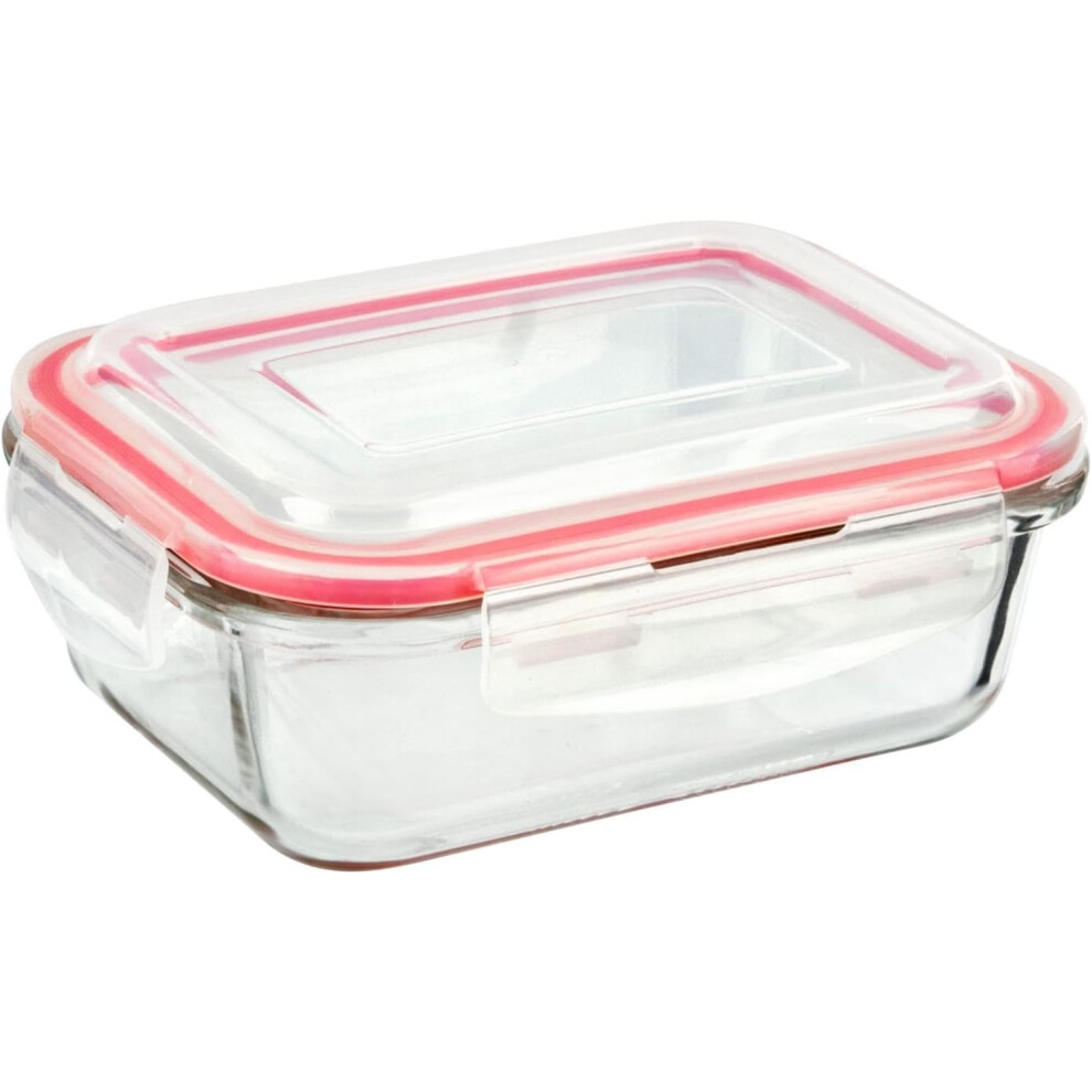 Mantraraj (Pack Of 2) Airtight Glass Food Storage Container 620Ml Bpa-Free Silicone Seal Plastic Lids Meal Prep Takeaway Lunch Boxes