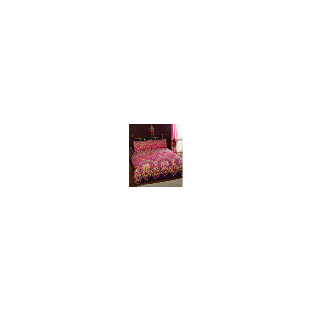(King, Ruby) Asha Duvet Cover Bedding Set + Pillowcase Luxury Quilt Cover