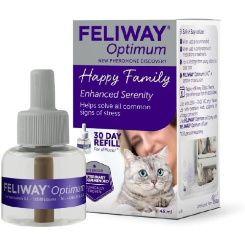 Feliway Feliway Optimum 30 Day Refill | 48ml Feliway Optimum Refill For Plug In Anxiety Relief Pheromone Diffuser For Cat