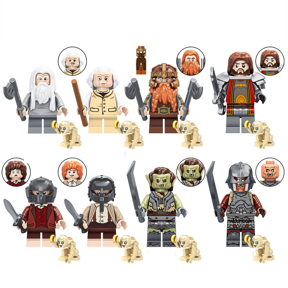 (8pcs-B) 16pcs Lord of the Rings Alwin Aragon Elrond MiniFigures Toys Fit Lego Kids Gift