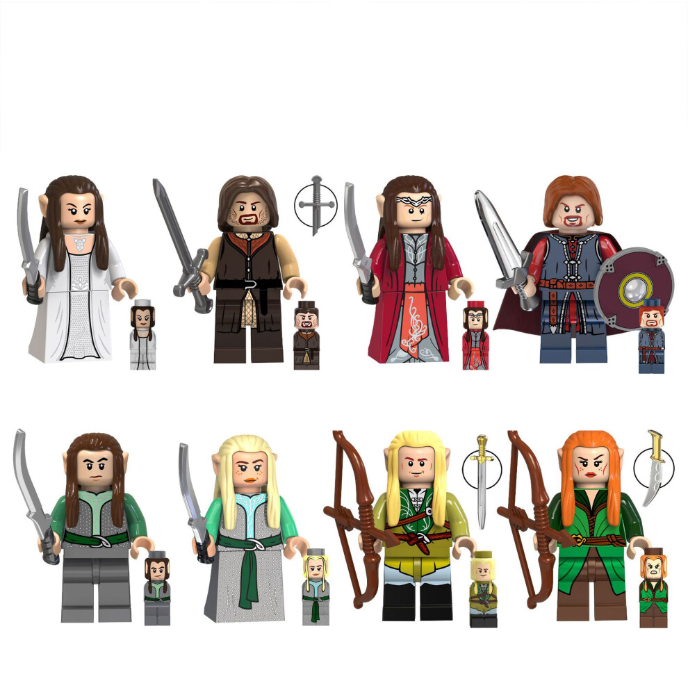 (8pcs-A) 16pcs Lord of the Rings Alwin Aragon Elrond MiniFigures Toys Fit Lego Kids Gift