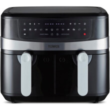 (9L Dual Basket Black) 9L Dual Basket Air Fryer with Smart Finish, 2600W, Black