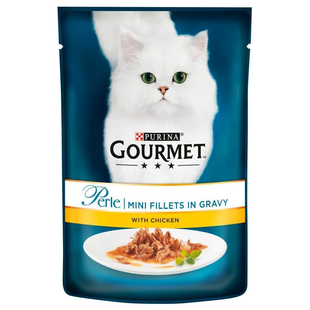 Gourmet Perle Wet Cat Food Mini Fillets with chicken Gravy 85 g x 26