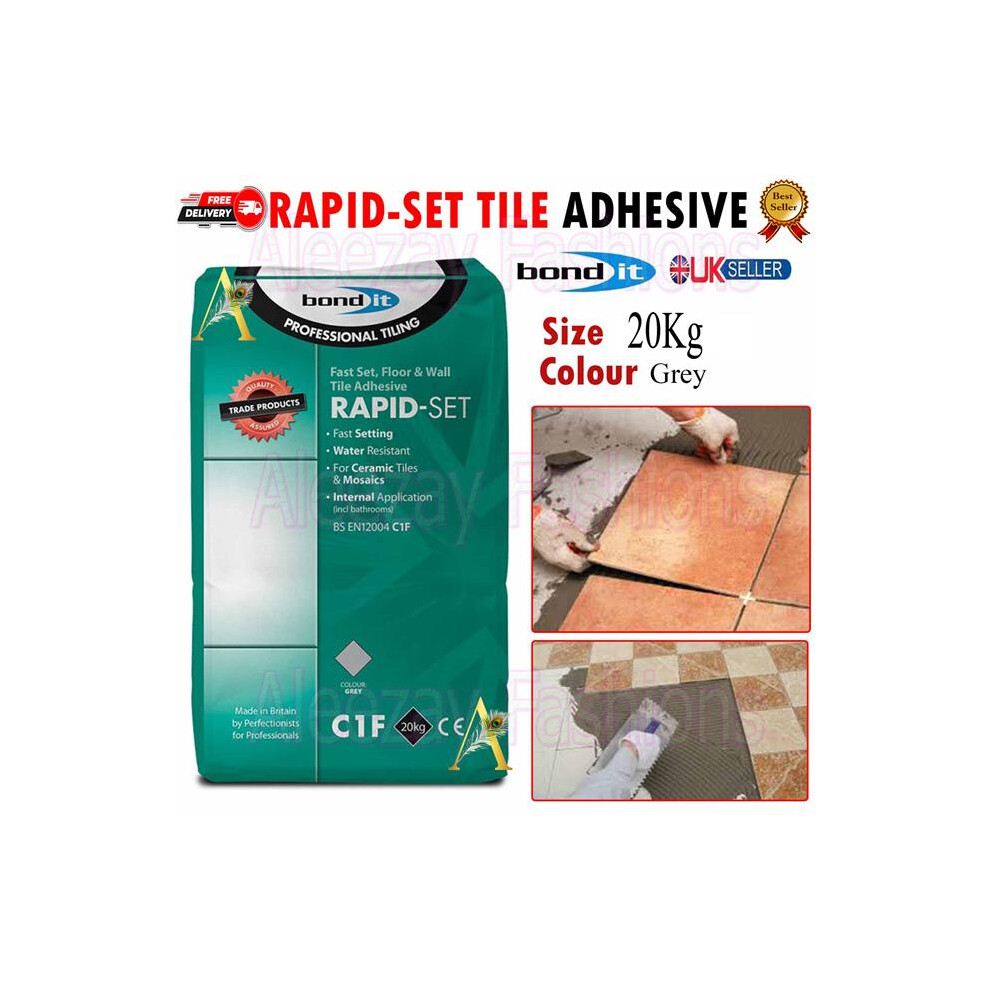 Bond It Rapid Set Tile Adhesive Rapid Floor Cement Bag Grey 20Kg 5060021363404