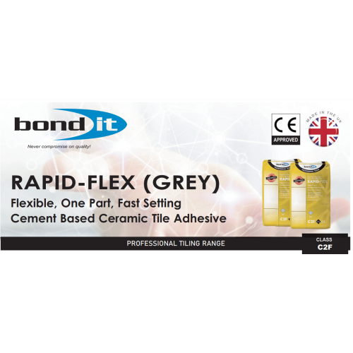 Bond It Rapid Flex Tile Adhesive Flexible Floor Wall Grey Bag 20kg 2