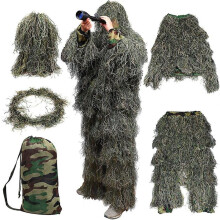 (green, 190cm) 5pcs Adults Kids Ghillie Suits Camo Hunting Apparel Clothing Cs Leaf Camouflage Hunting Suit