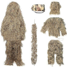 (light brown, 170cm) 5pcs Adults Kids Ghillie Suits Camo Hunting Apparel Clothing Cs Leaf Camouflage Hunting Suit