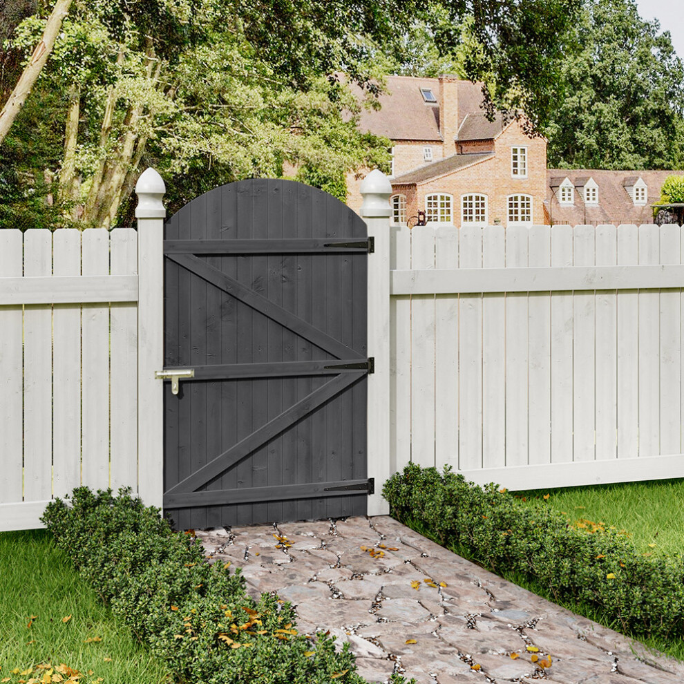 (90*150cm) Semi Braced Arch Top Strong Wooden Garden Gate, Grey