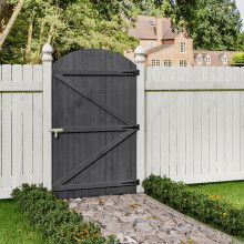 (105*180cm) Semi Braced Arch Top Strong Wooden Garden Gate, Grey