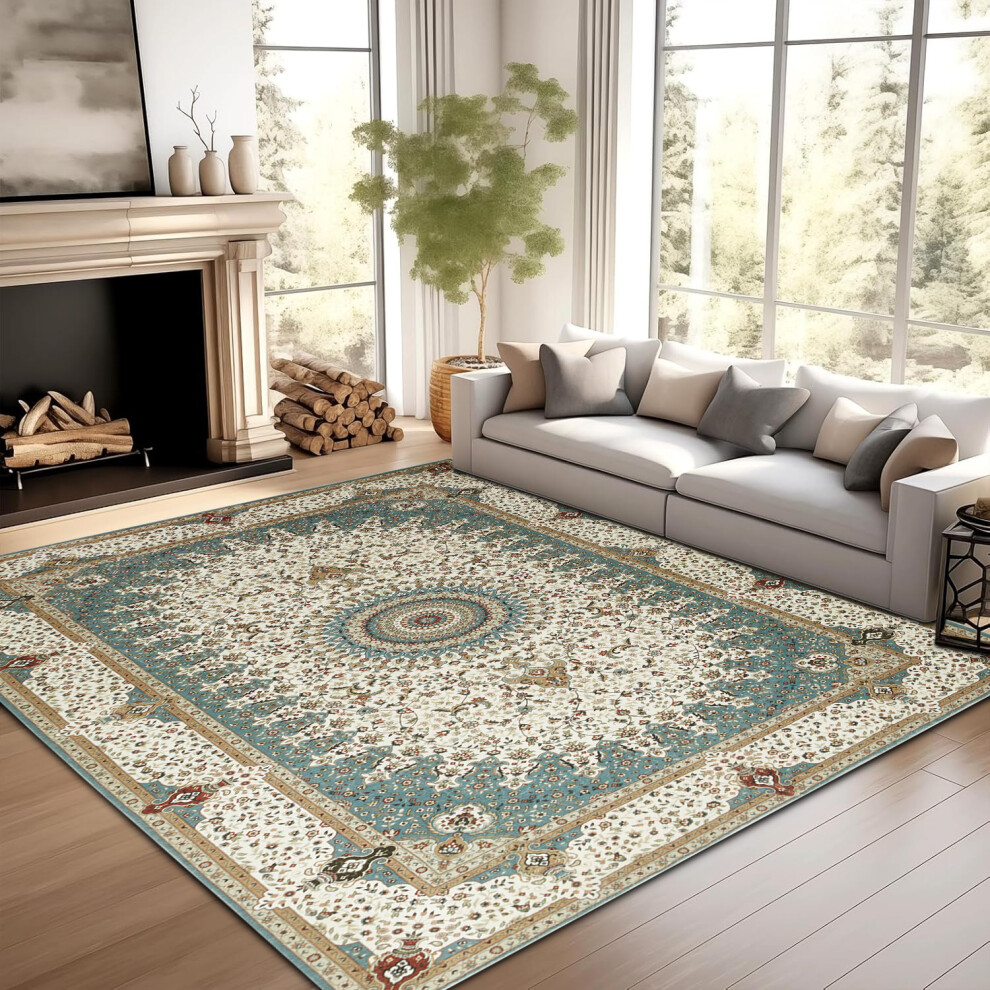 (200 X 290 cm , Willow Teal) Luxury Modern Rugs Nonslip Area Rug Livingroom Bedroom Carpets & Door Mats