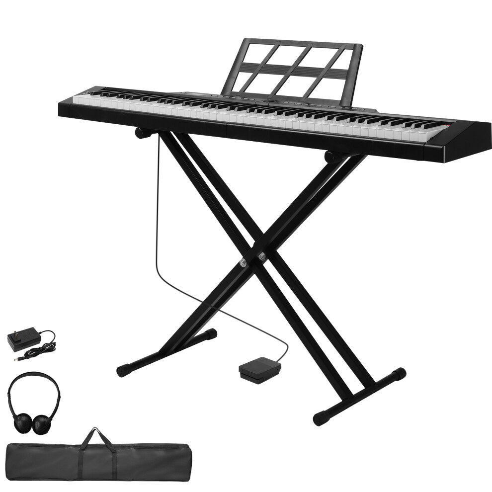 Glarry 88 Keys Keyboard Semi-weighted Home Digital Piano with Stand Headphone
