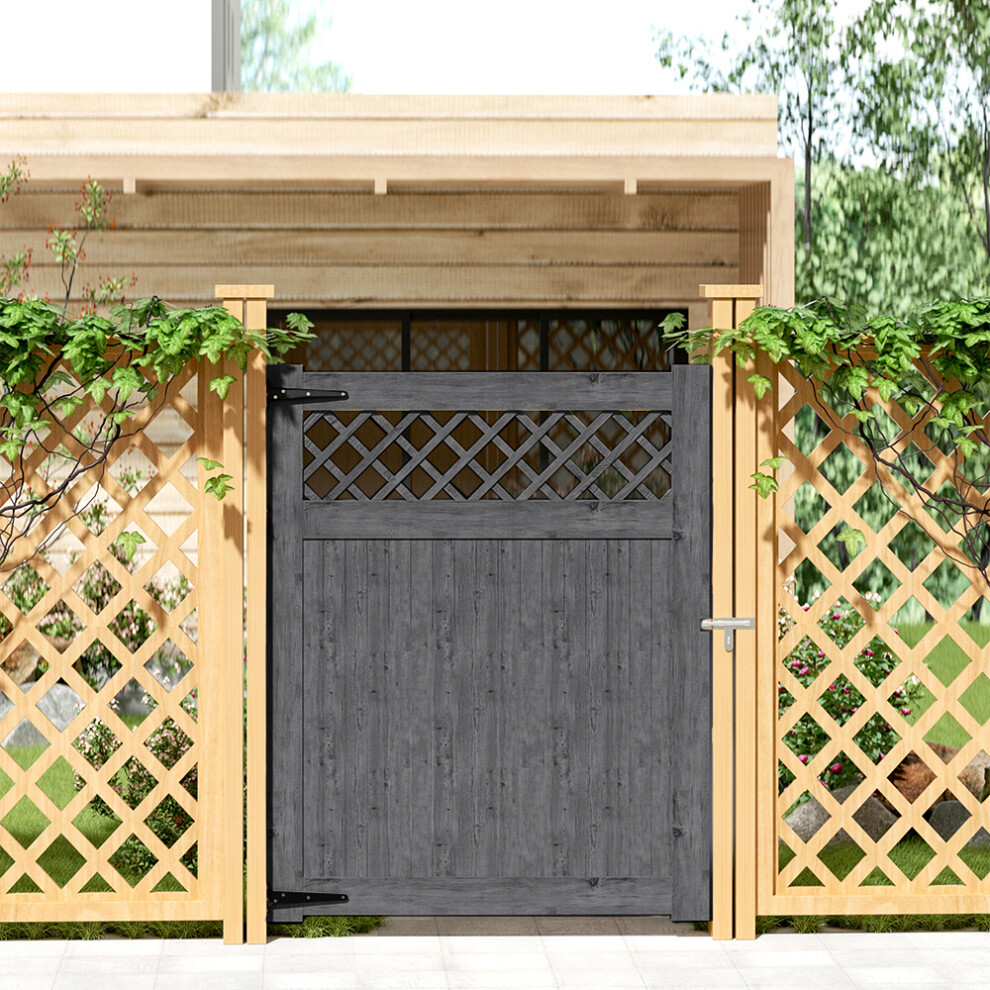 (120*150cm) Rhombus Garden Wood Fence Gate, Grey